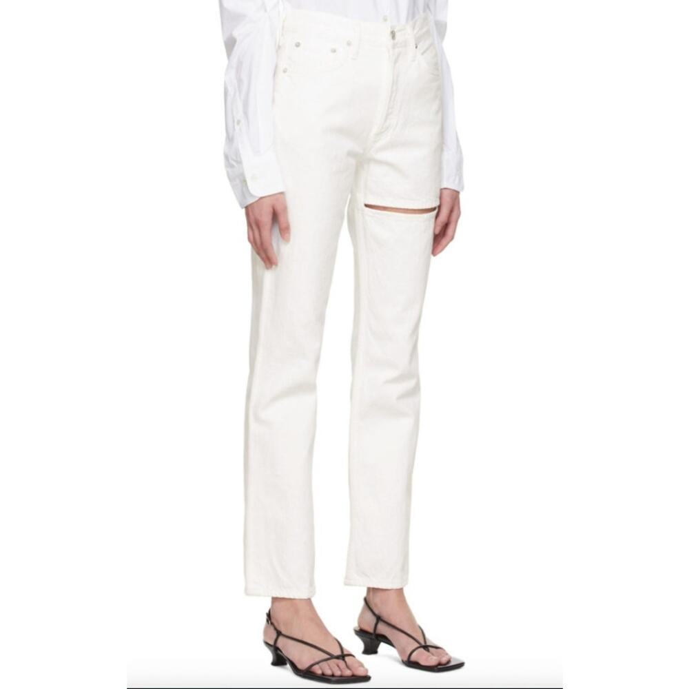 AGOLDE Off White Lana Slice Mid Rise Vintage Straight Jeans Element Size 26 - Picture 5 of 9